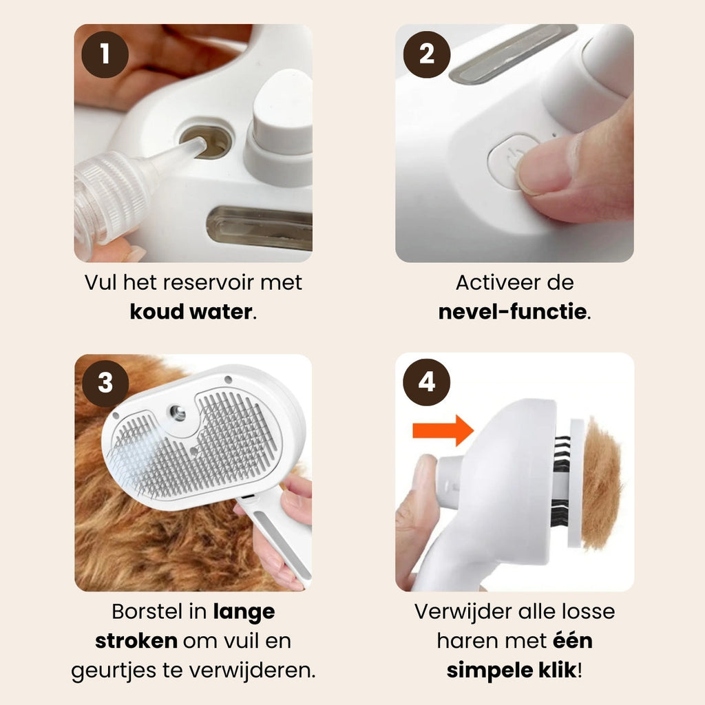 Steam Buddy Pro® | Professionele Vachtverzorgings Borstel voor alle Honden & Katten