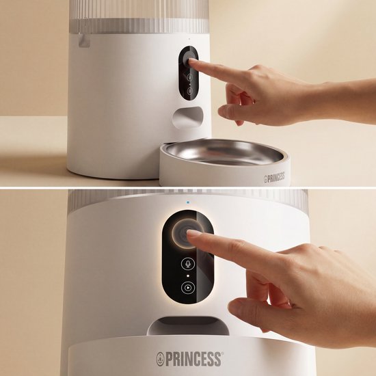 Princess Automatische Voerbak - Smart 4 Liter - Kat & Hond - App Bediening - Droogvoer - Roestvrijstalen Kom – BPA‑vrij – Back‑up Batterij - Voerautomaat - Voerdispenser - 610040