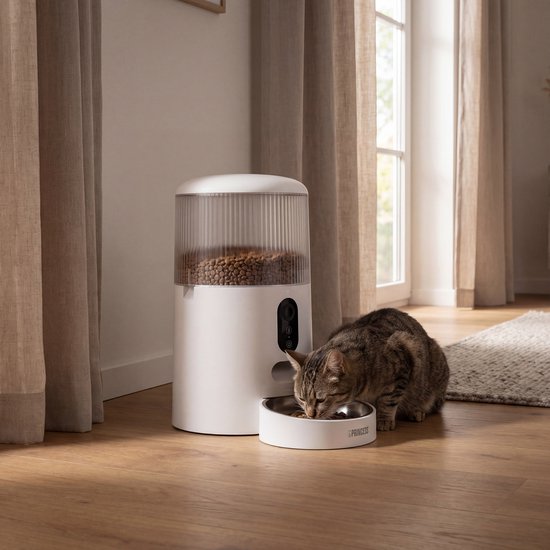 Princess Automatische Voerbak - Smart 4 Liter - Kat & Hond - App Bediening - Droogvoer - Roestvrijstalen Kom – BPA‑vrij – Back‑up Batterij - Voerautomaat - Voerdispenser - 610040