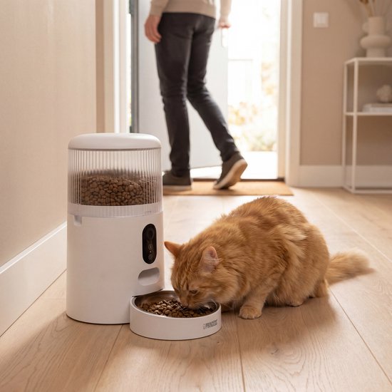 Princess Automatische Voerbak - Smart 4 Liter - Kat & Hond - App Bediening - Droogvoer - Roestvrijstalen Kom – BPA‑vrij – Back‑up Batterij - Voerautomaat - Voerdispenser - 610040