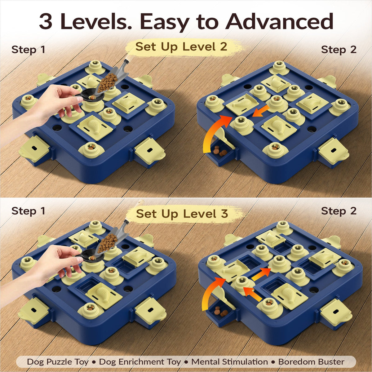 KADTC Dog Chess Puzzle Toy, 3-Levels, Mental Stimulation for Smart Dogs