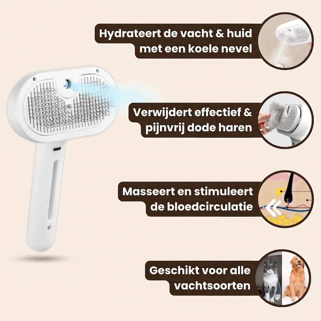 Steam Buddy Pro® | Professionele Vachtverzorgings Borstel voor alle Honden & Katten