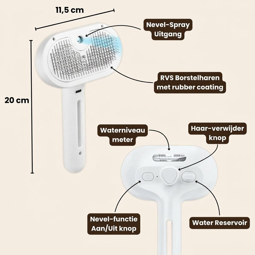 Steam Buddy Pro® | Professionele Vachtverzorgings Borstel voor alle Honden & Katten